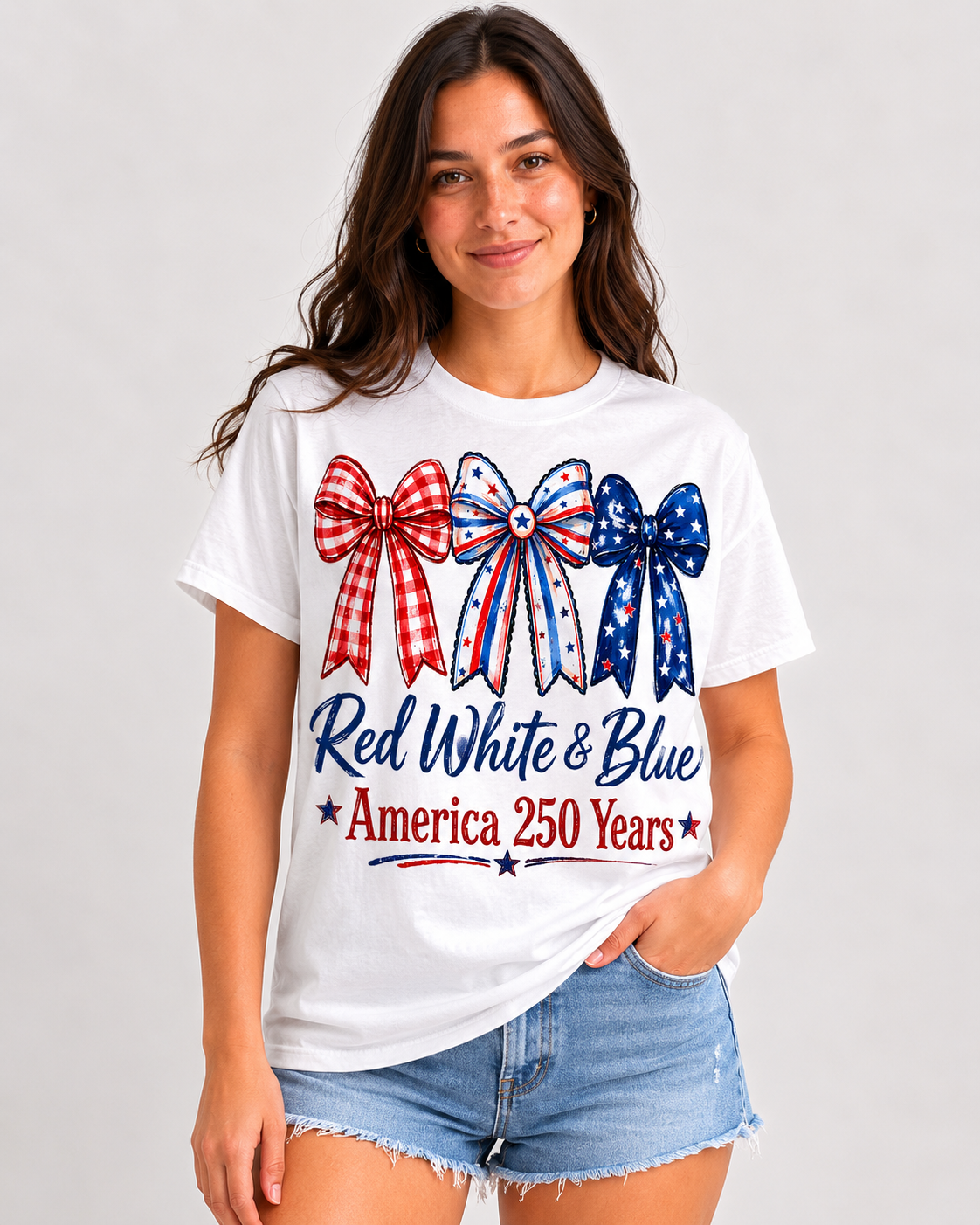 America 250 Years Patriotic Bow Tee